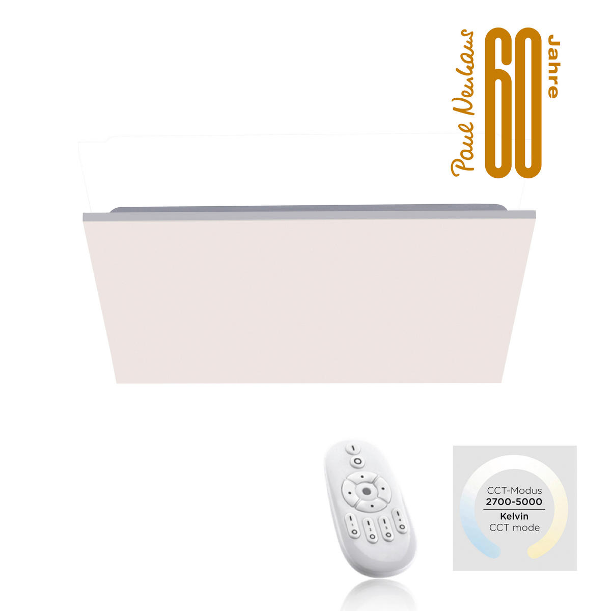 LED-DECKENLEUCHTE Canvas 59,5/59,5/7,2 cm   - Design, Kunststoff/Metall (59,5/59,5/7,2cm)