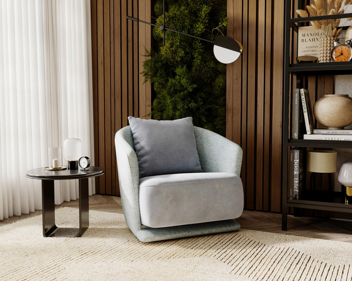 SESSEL in Plüsch, Bouclé Mintgrün  - Schwarz/Mintgrün, Design, Textil/Metall (83/80/75cm) - Livetastic