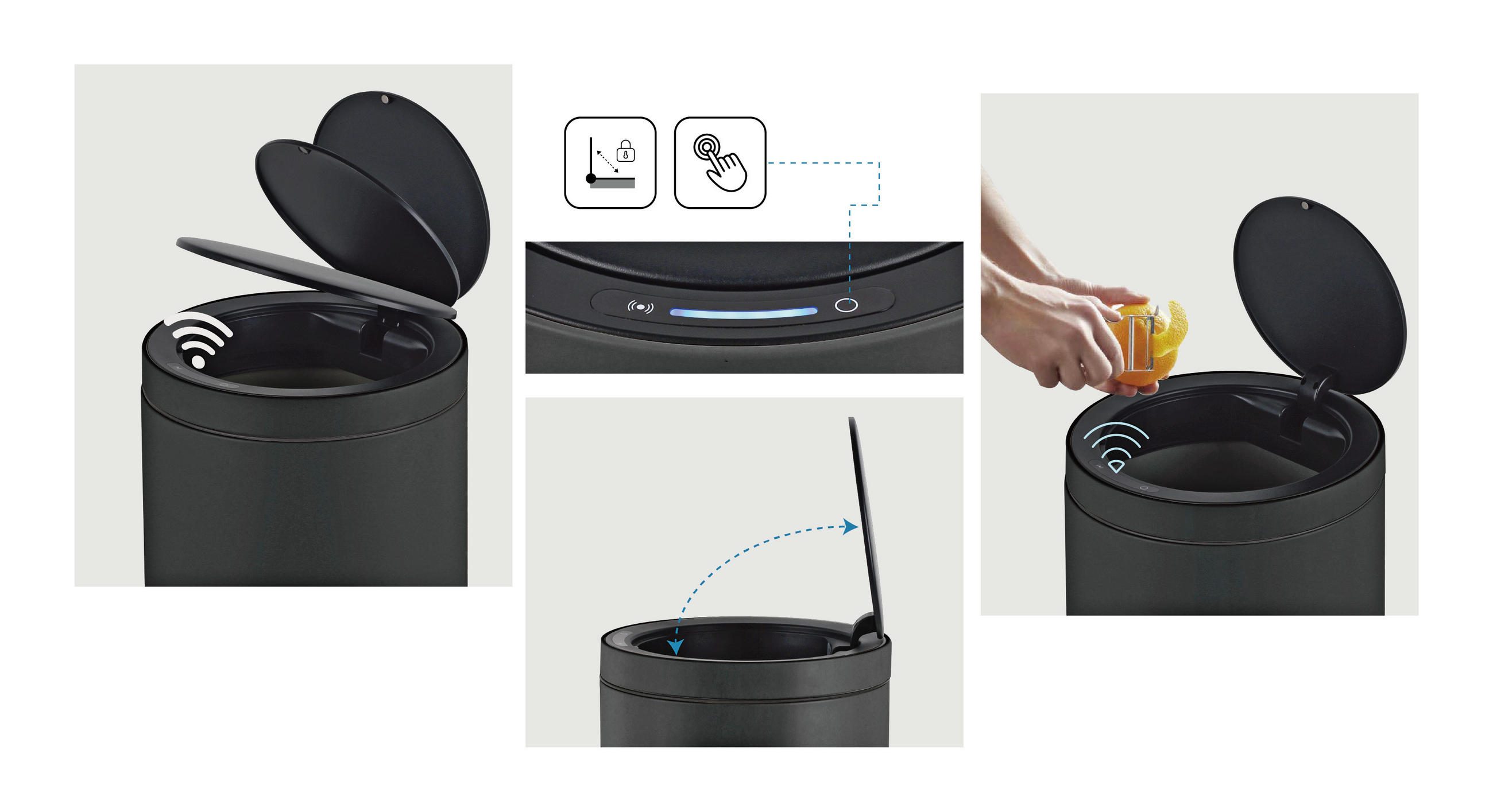 ABFALLEIMER 40 L  - Schwarz, Basics, Kunststoff/Metall (31/63cm) - Novel