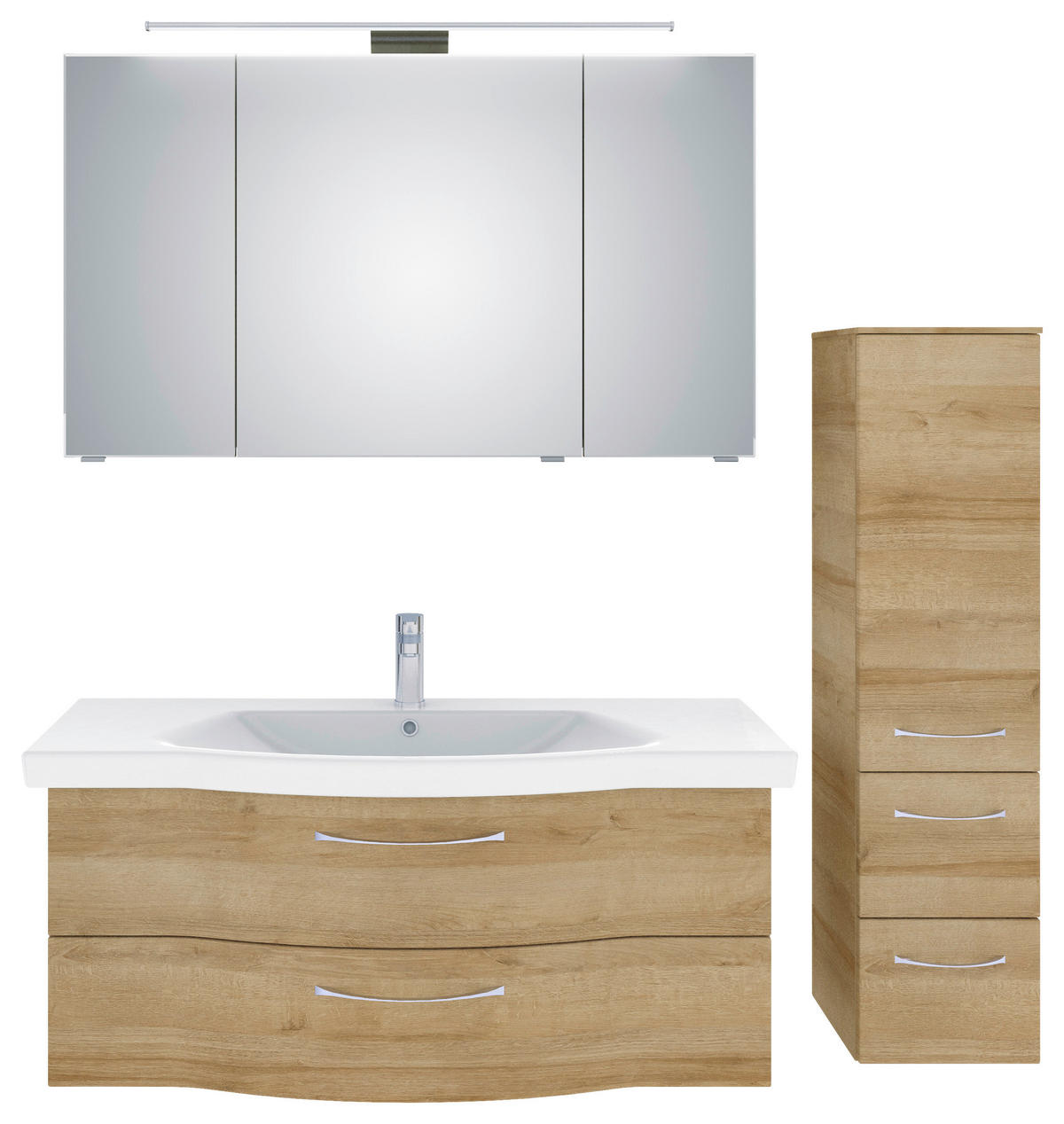 BADEZIMMER 4-teilig  in 152 cm  - Chromfarben/Eichefarben, KONVENTIONELL, Glas/Keramik (152cm) - Pelipal