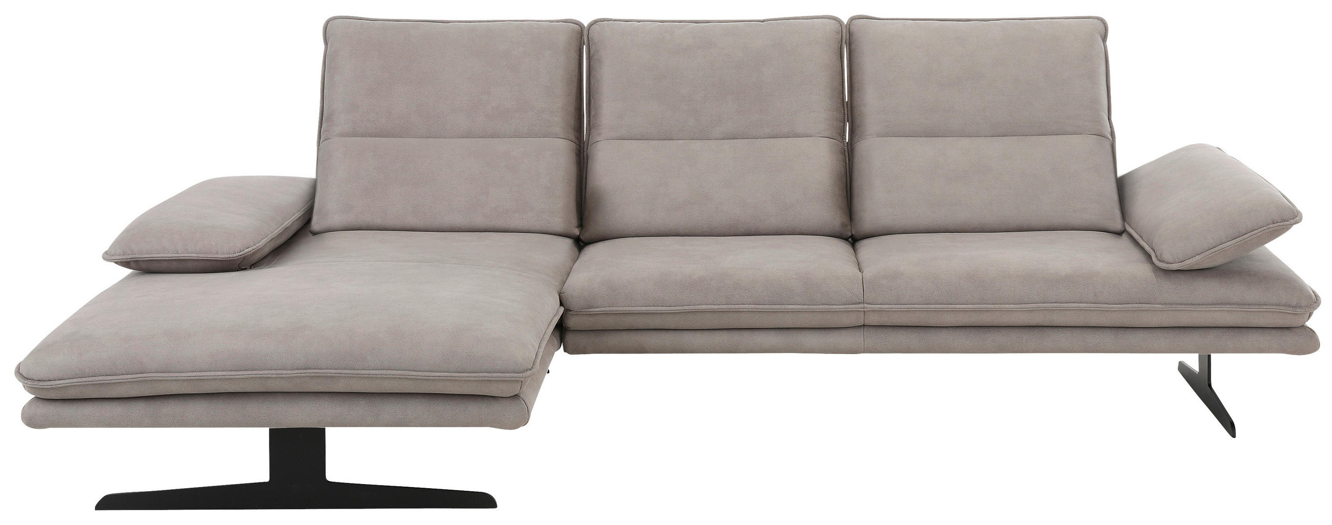 ECKSOFA Grau Flachgewebe - Schwarz/Grau, Design, Textil/Metall (164/291cm) - Chilliano