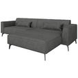 ECKSOFA  in Chenille Dunkelgrau Rückenkissen  300/190 cm  - Dunkelgrau/Schwarz, MODERN, Textil/Metall (300/190cm) - Carryhome