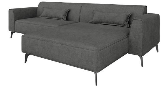 ECKSOFA  in Chenille Dunkelgrau Rückenkissen  300/190 cm  - Dunkelgrau/Schwarz, MODERN, Textil/Metall (300/190cm) - Carryhome