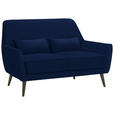 2-SITZER-SOFA in Mikrofaser Blau  - Blau/Schwarz, Trend, Holz/Textil (135/86/80cm) - Carryhome