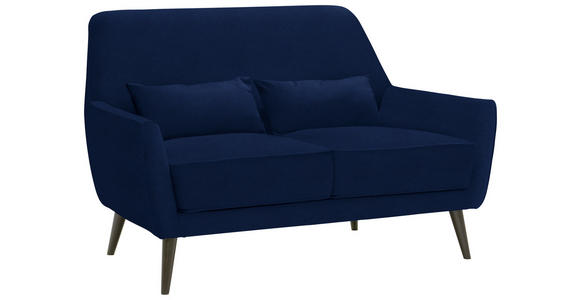 2-SITZER-SOFA in Mikrofaser Blau  - Blau/Schwarz, Trend, Holz/Textil (135/86/80cm) - Carryhome