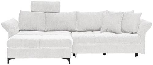 ECKSOFA in Chenille Creme  - Creme/Schwarz, KONVENTIONELL, Textil/Metall (291/153cm) - Hom`in
