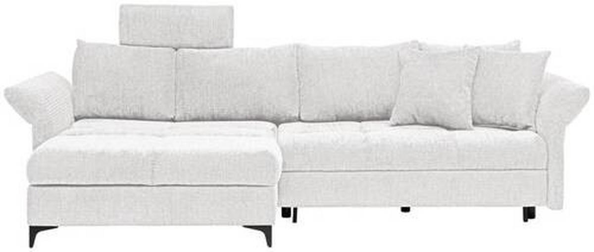 ECKSOFA in Chenille Creme  - Creme/Schwarz, KONVENTIONELL, Textil/Metall (291/153cm) - Hom`in