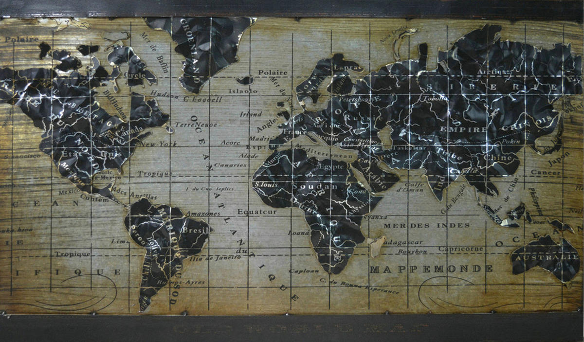 METALLBILD Weltkarte 70/120 cm  - Rostfarben/Multicolor, Trend, Metall (70/120cm) - Monee