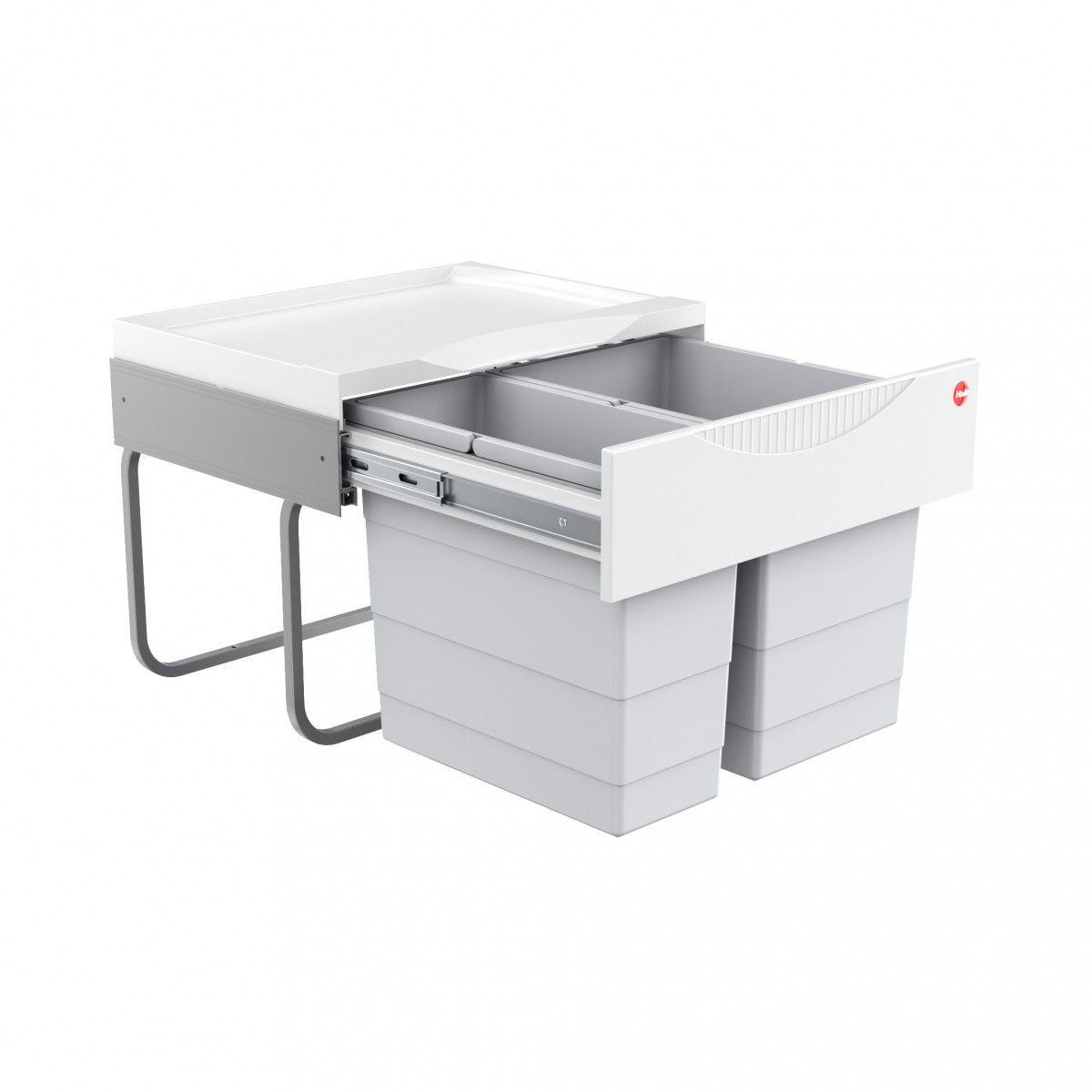 EINBAUABFALLSAMMLER 18 + 12 l  Metall  - Silberfarben/Hellgrau, Basics, Kunststoff/Metall (43,4/34,7/33cm) - HKT