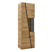 VITRINE in furniert Wildeiche Eichefarben, Grau - Eichefarben/Grau, Natur, Glas/Holz (64/202/42,3cm) - Voglauer