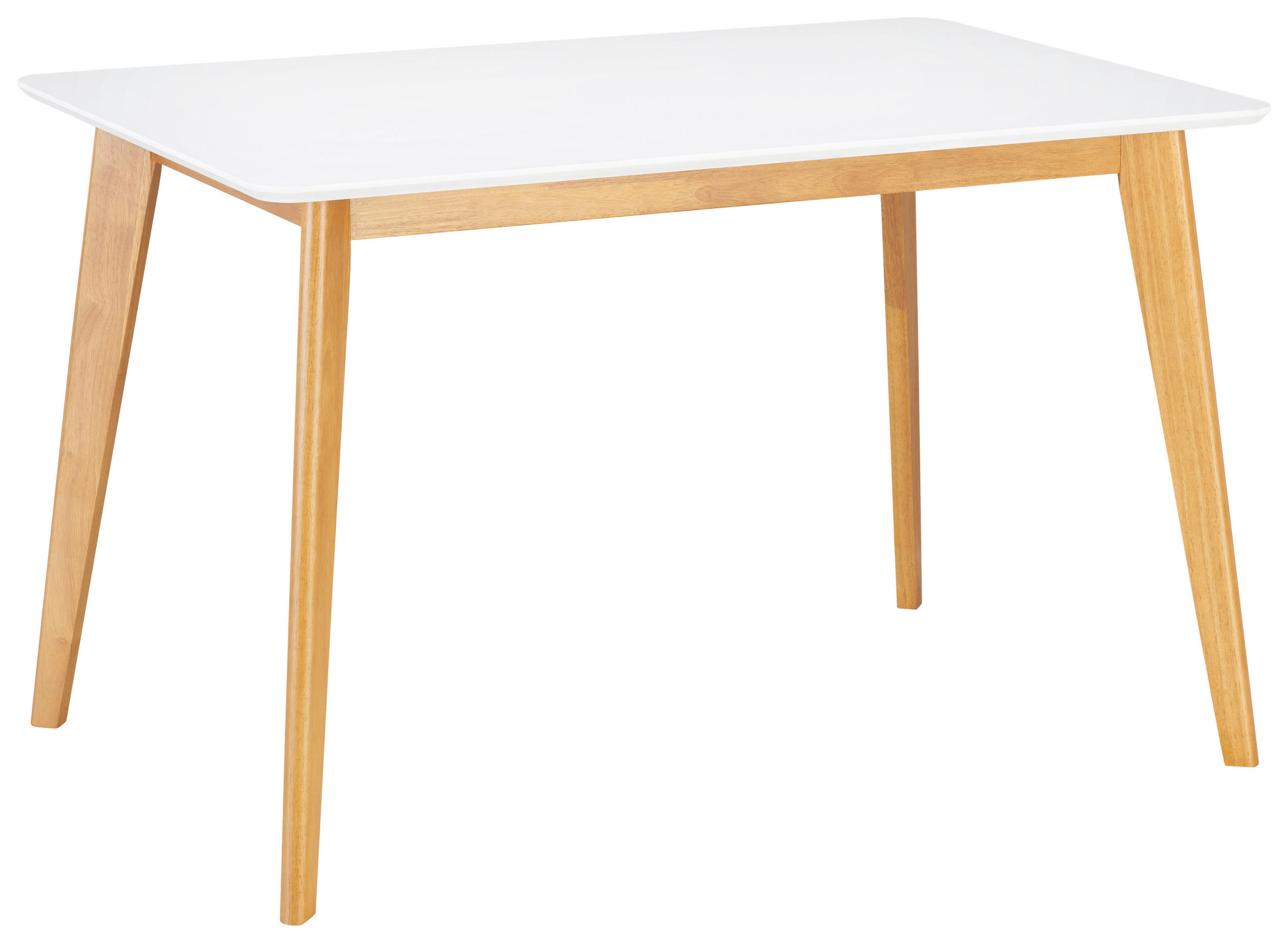 ESSTISCH Kautschukholz massiv rechteckig Weiß  - Eichefarben/Weiß, Design, Holz (120/80/76cm) - Livetastic