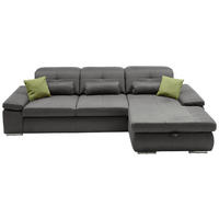 ECKSOFA in Flachgewebe Grau  - Chromfarben/Grau, Design, Textil (309/195cm) - Beldomo Style