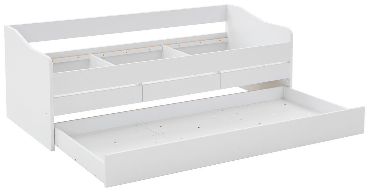AUSZIEHBETT 90-180/200 cm  in Weiß  - Weiß, KONVENTIONELL, Holz/Holzwerkstoff (90-180/200cm) - Carryhome