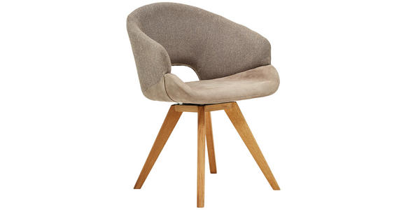 ARMLEHNSTUHL  Stoffauswahl, Typenauswahl Webstoff  - Eichefarben/Cappuccino, Design, Holz/Textil (58/83/59cm) - Linea Natura