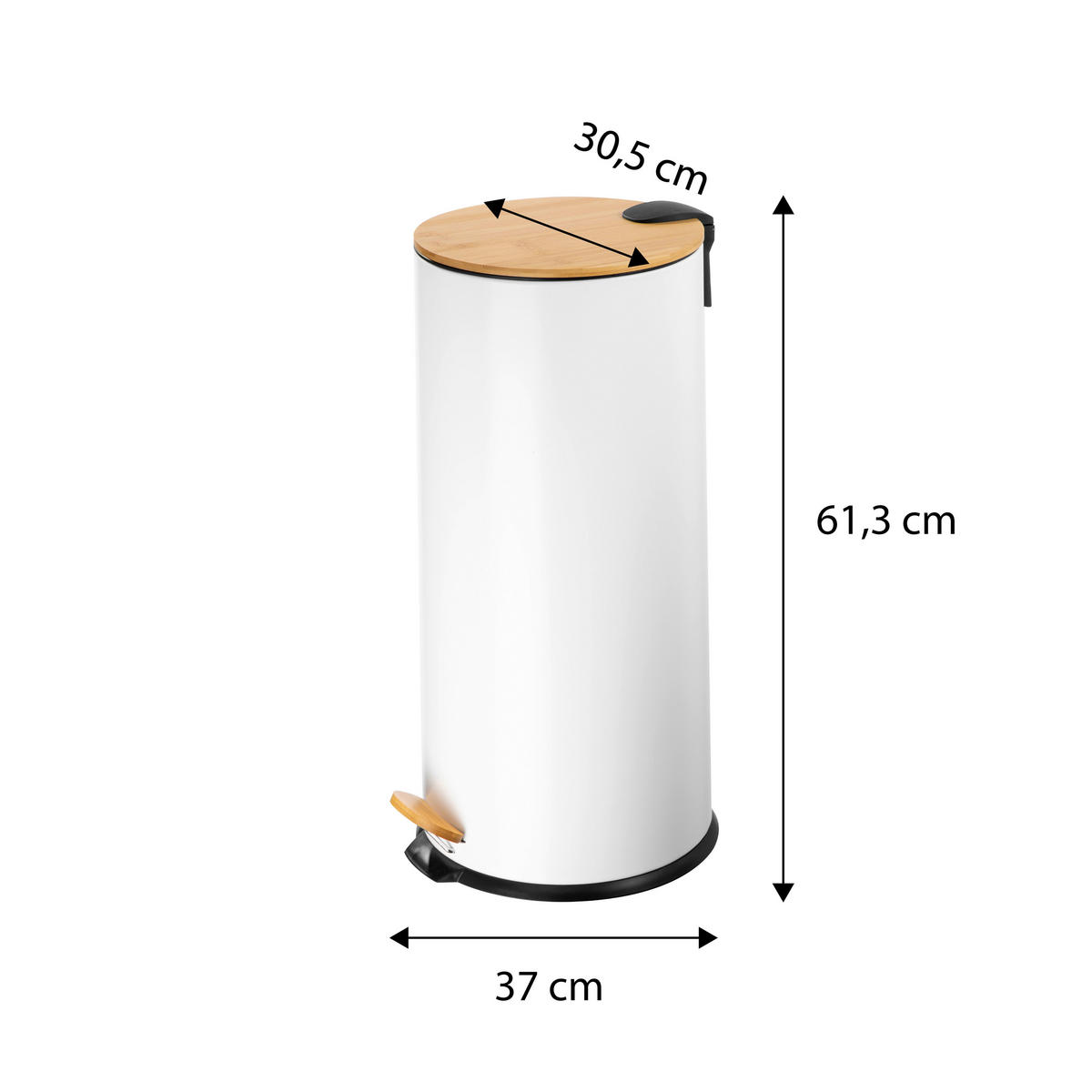 ABFALLEIMER 30 l  Metall  - Schwarz/Weiß, Design, Kunststoff/Metall (30,5cm) - Echtwerk