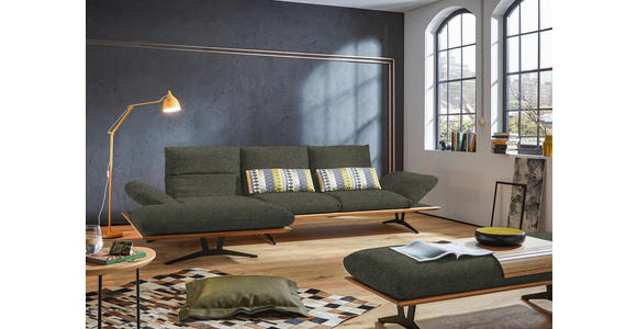 ECKSOFA in Flachgewebe Graubraun  - Graubraun/Schwarz, Design, Holz/Textil (159/314cm) - Dieter Knoll