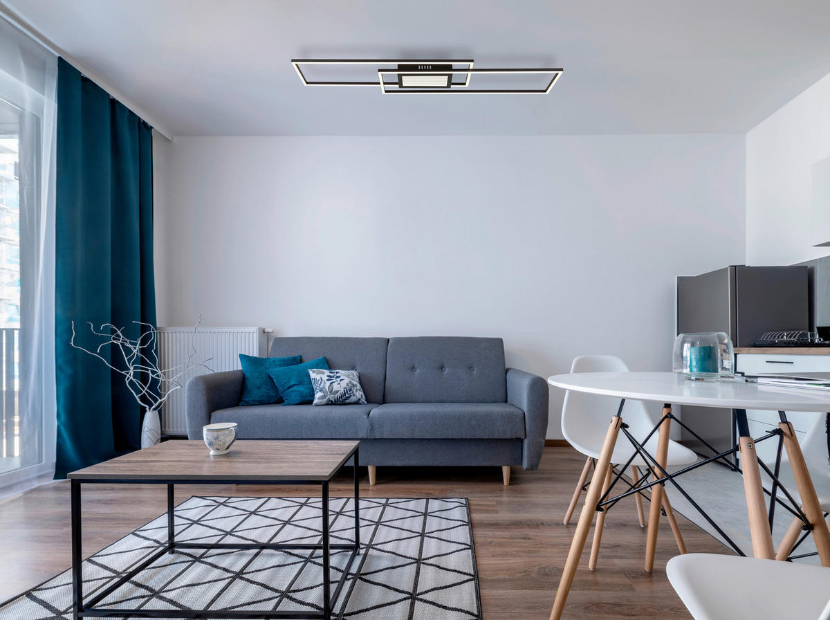 STROPNÍ LED SVÍTIDLO, 96/19.6/5 cm - černá/opál, Design, kov/plast (96/19.6/5cm) - Globo