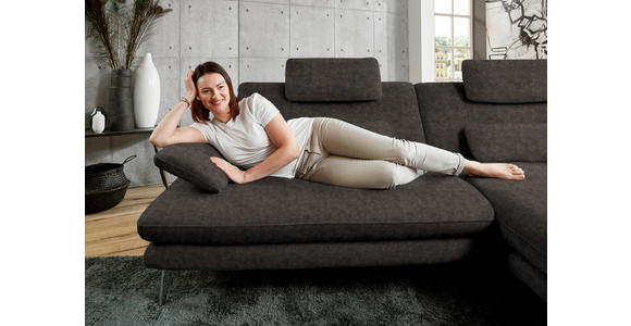 ECKSOFA in Velours Dunkelbraun 284/184 cm - Dunkelbraun/Schwarz, Design, Textil/Metall (284/184cm) - Dieter Knoll