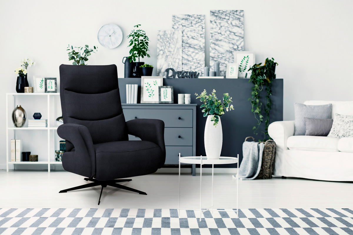 RELAXSESSEL in Textil Schwarz  - Schwarz, Design, Textil/Metall (75/106/89cm) - Welnova