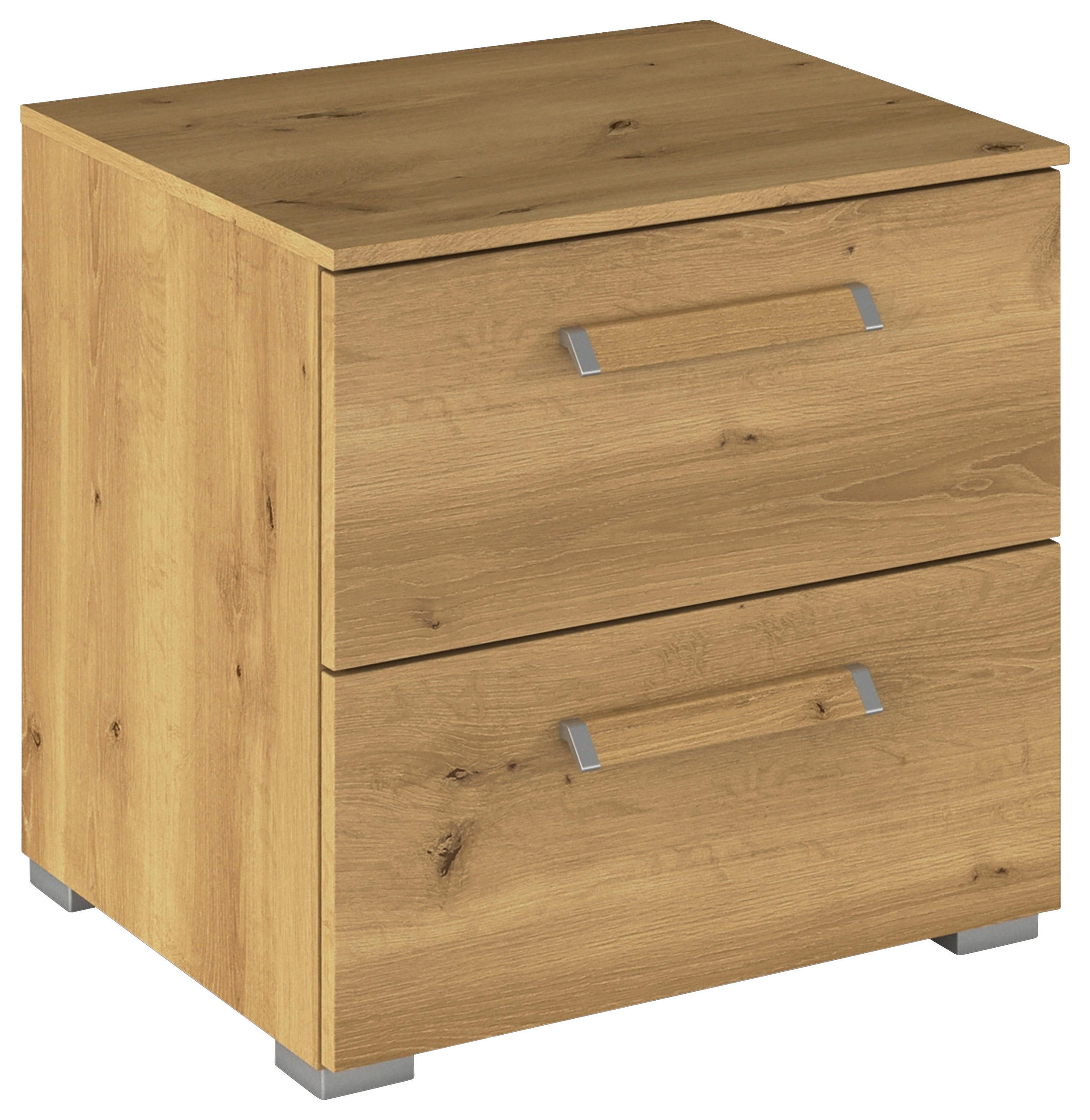 NACHTTISCH 50/49/42 cm, Eichefarben,  - Eichefarben/Silberfarben, Design, Holzwerkstoff/Metall (50/49/42cm) - Novel