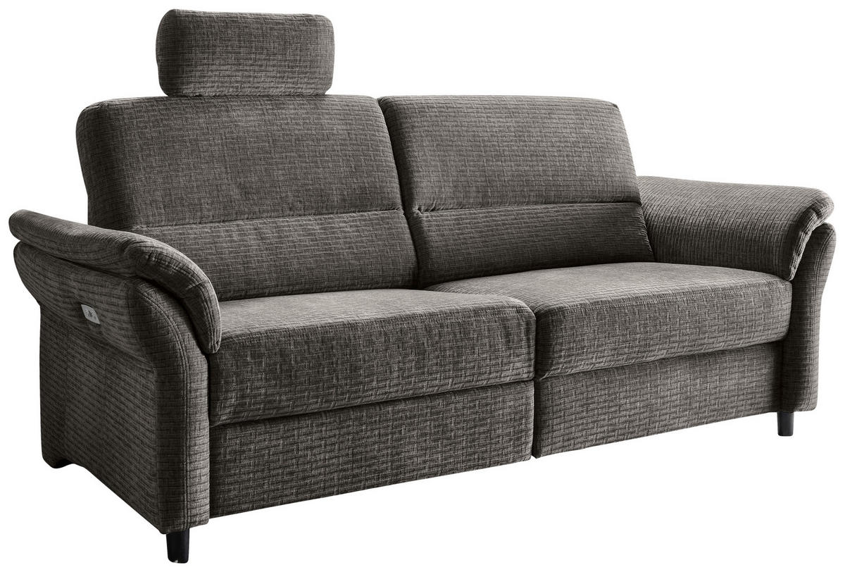 3-SITZER-SOFA in Mikrofaser Graubraun  - Graubraun/Schwarz, Modern, Holz/Textil (192/90/89cm) - Livetastic