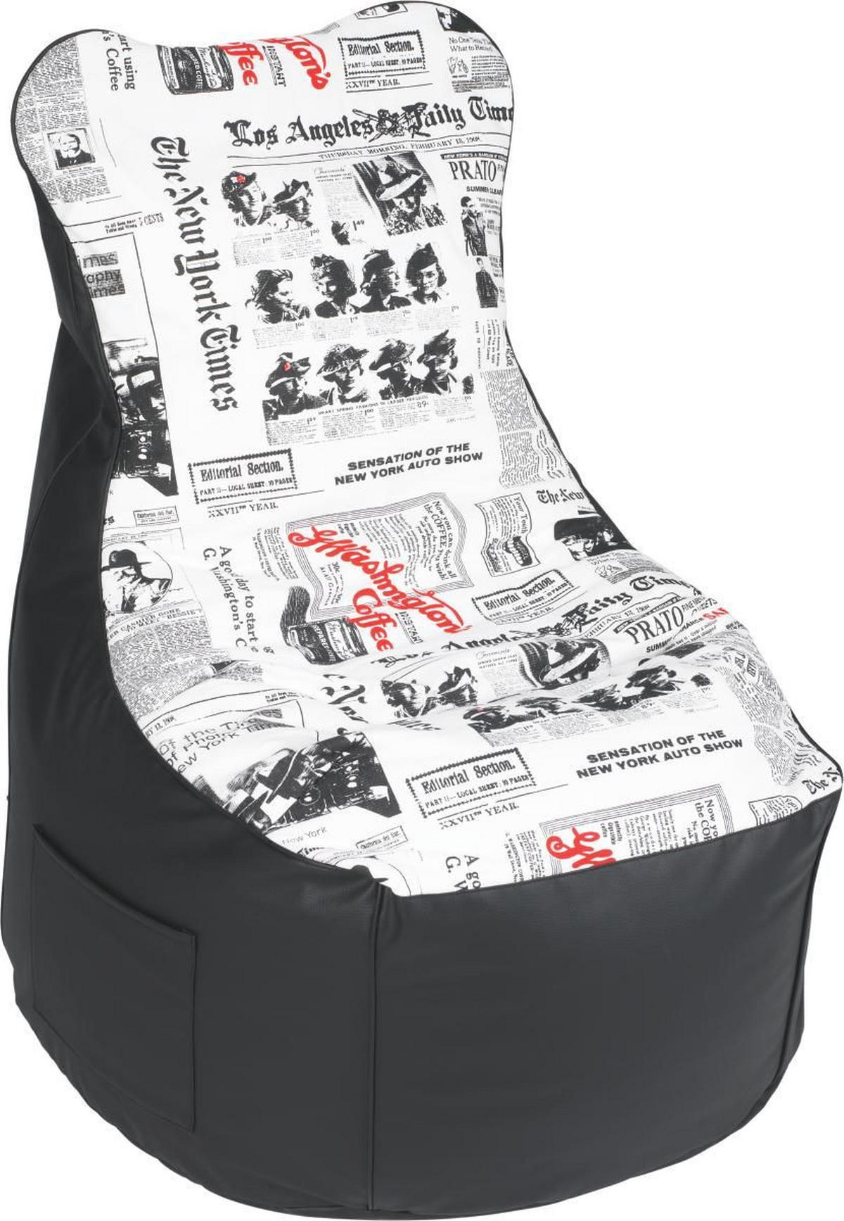 SITZSACK 330 l  - Weiss/Schwarz, Design, Textil (85/100/85cm) - Boxxx