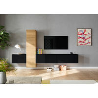 WOHNWAND  in Schwarz, Eichefarben  282/160/37 cm  - Eichefarben/Schwarz, Design, Holzwerkstoff (282/160/37cm) - Celina Home