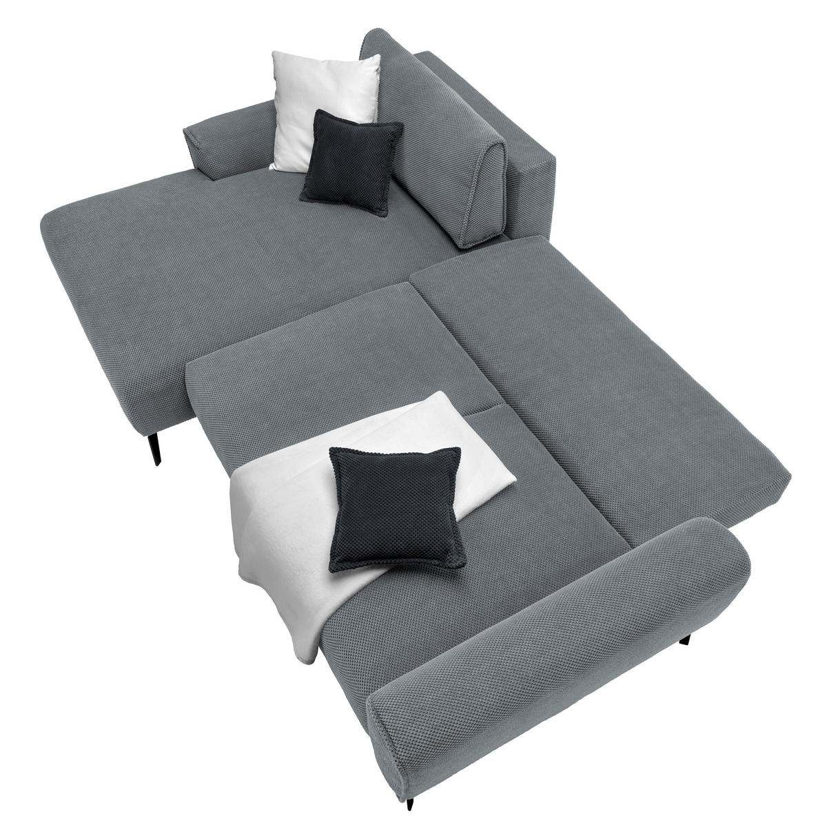 ECKSOFA in Webstoff Grau  - Schwarz/Grau, Design, Textil/Metall (170/272cm) - Welnova