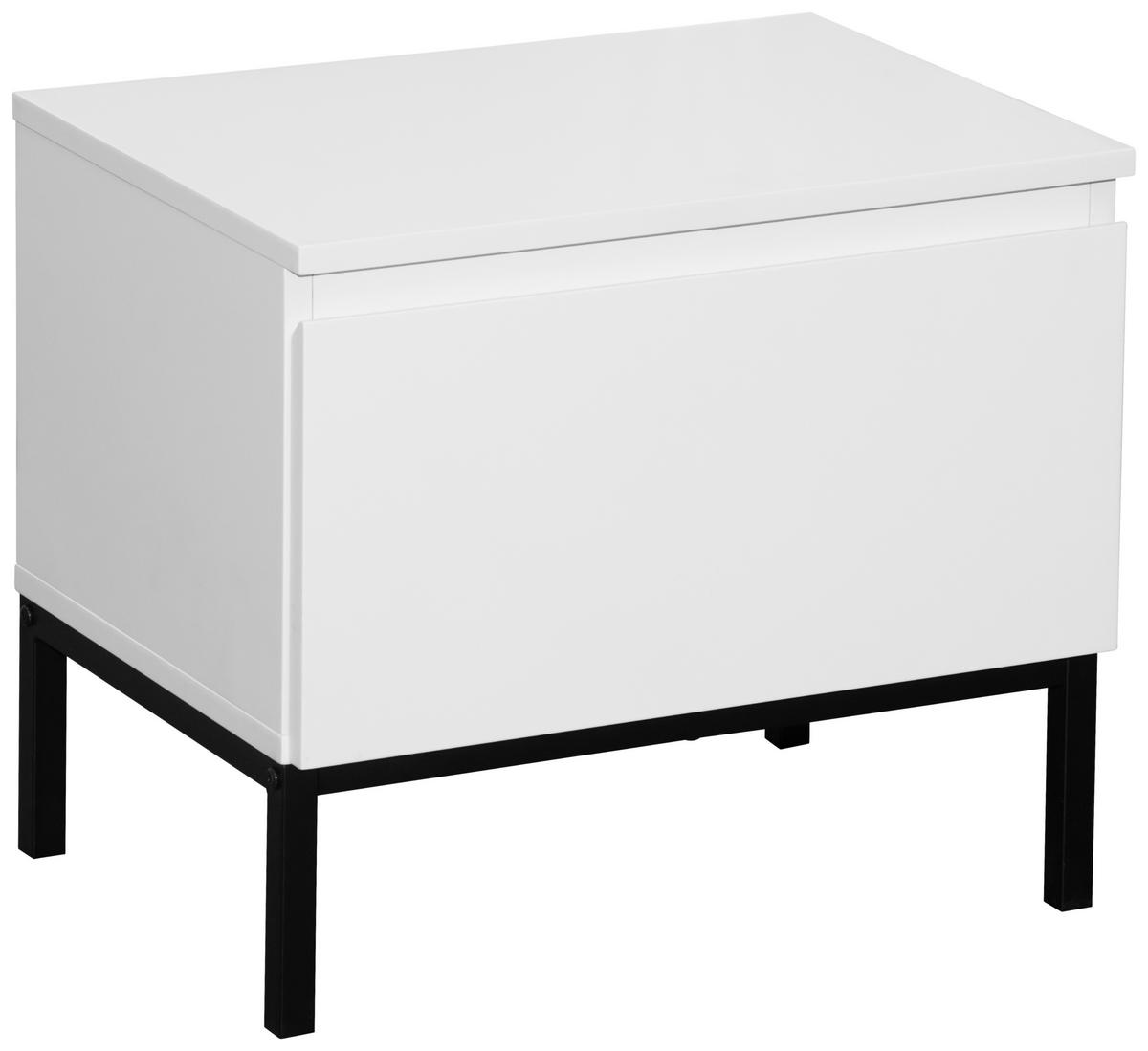 NACHTSCHRANK 49/43/35 cm  - Schwarz/Weiß, Design, Holzwerkstoff/Metall (49/43/35cm) - Hom`in