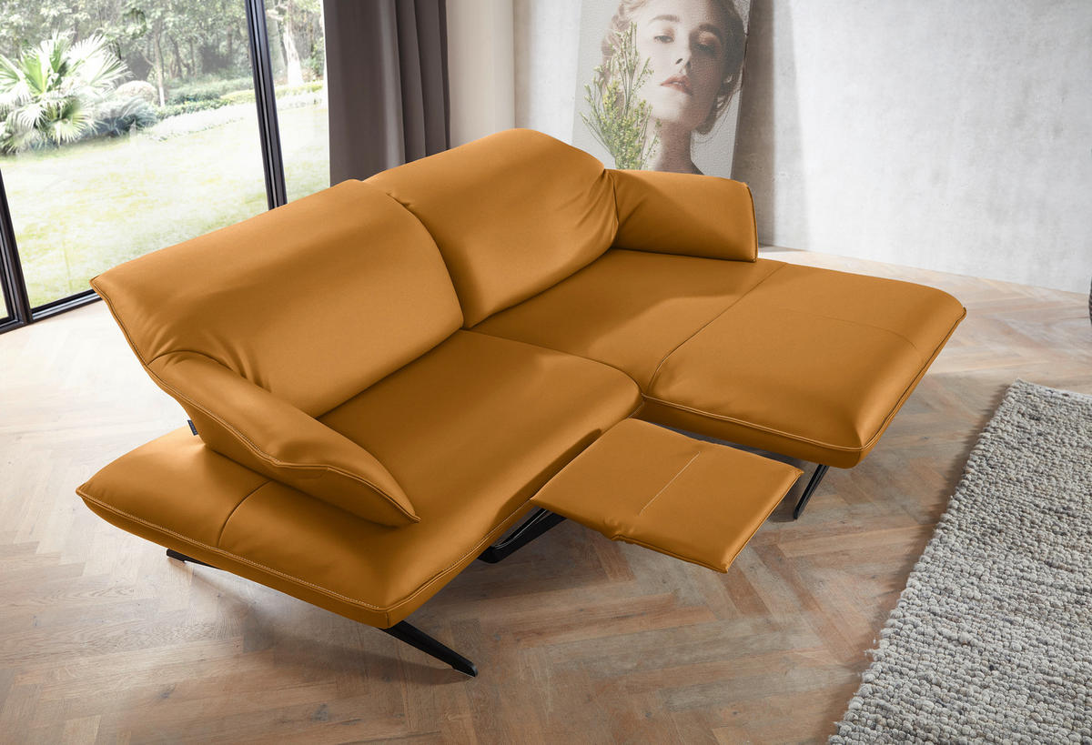 ECKSOFA in Echtleder Goldfarben  - Beige/Goldfarben, Design, Leder/Metall (252/169cm) - Koinor
