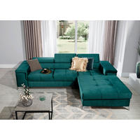 ECKSOFA  Grün Samt  - Silberfarben/Grün, Design, Textil/Metall (281/205cm) - MID.YOU