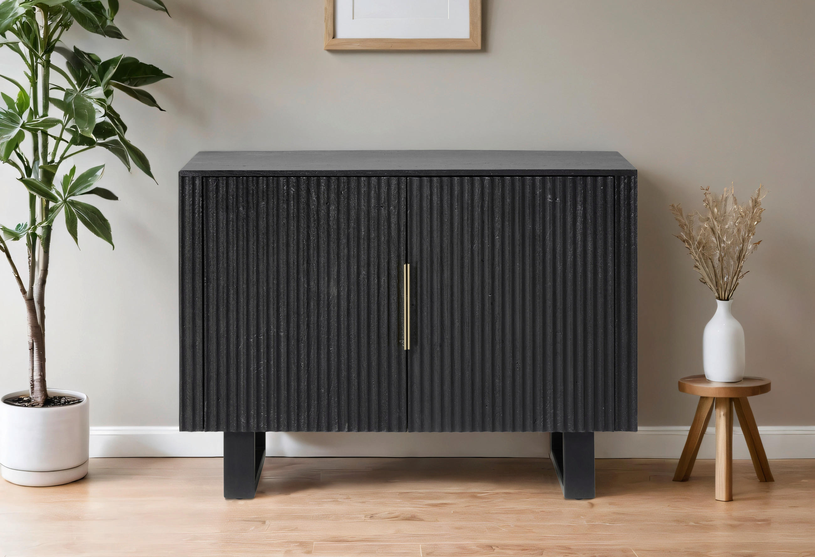 KOMMODE  in 110/80/40 cm  - Goldfarben/Schwarz, Design, Holz/Metall (110/80/40cm) - Livetastic