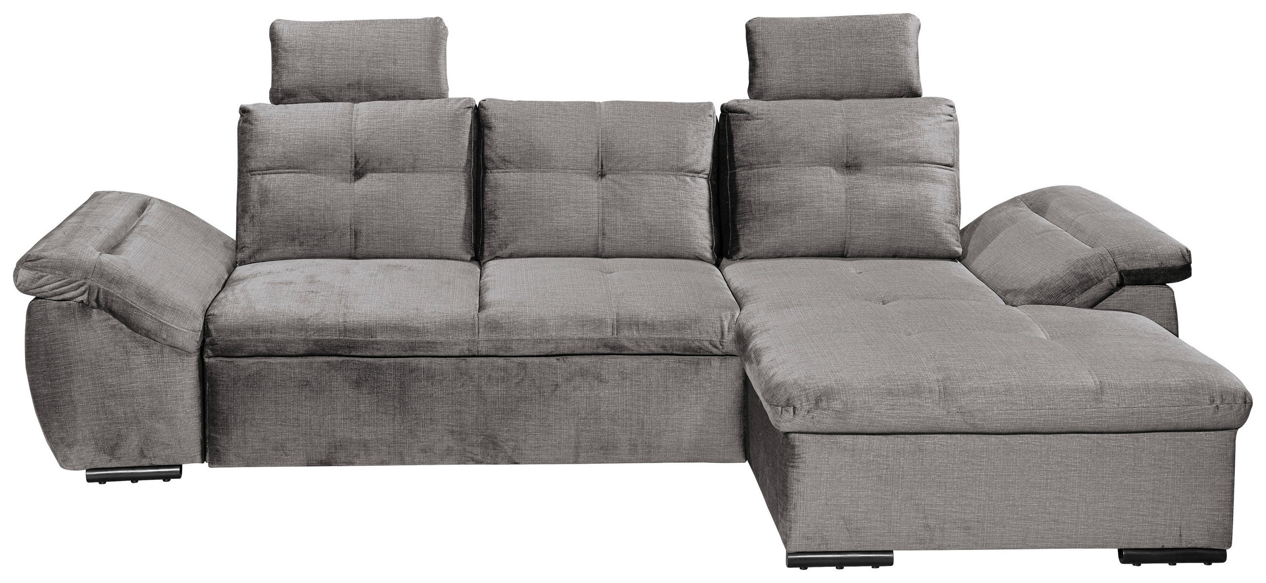 ECKSOFA in Mikrovelours Hellgrau  - Hellgrau/Schwarz, Konventionell, Kunststoff/Textil (275/170cm) - Carryhome