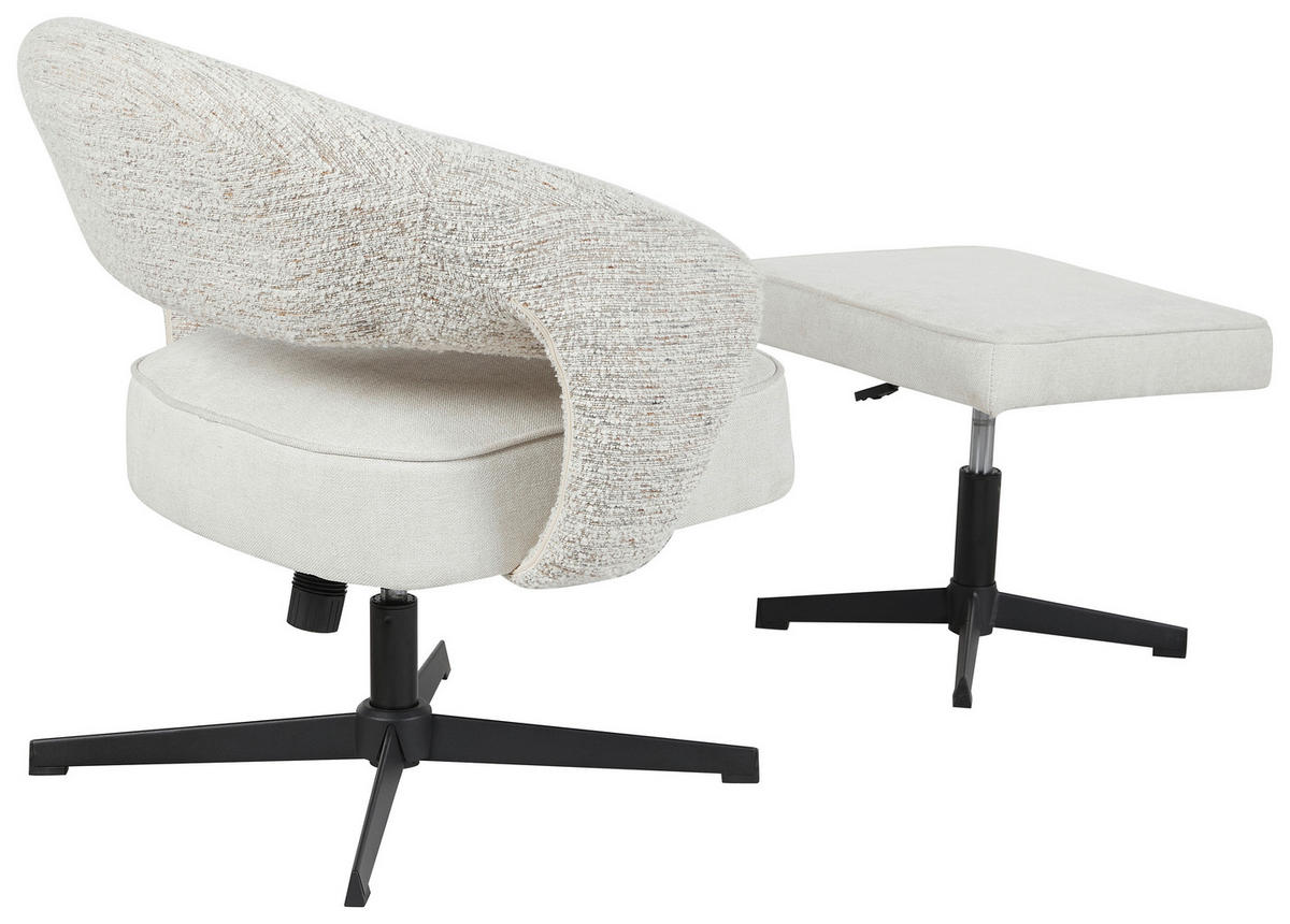 RELAXSESSELSET Leinenoptik Hocker    - Beige/Schwarz, Design, Textil/Metall (78/77-88/74cm) - Carryhome