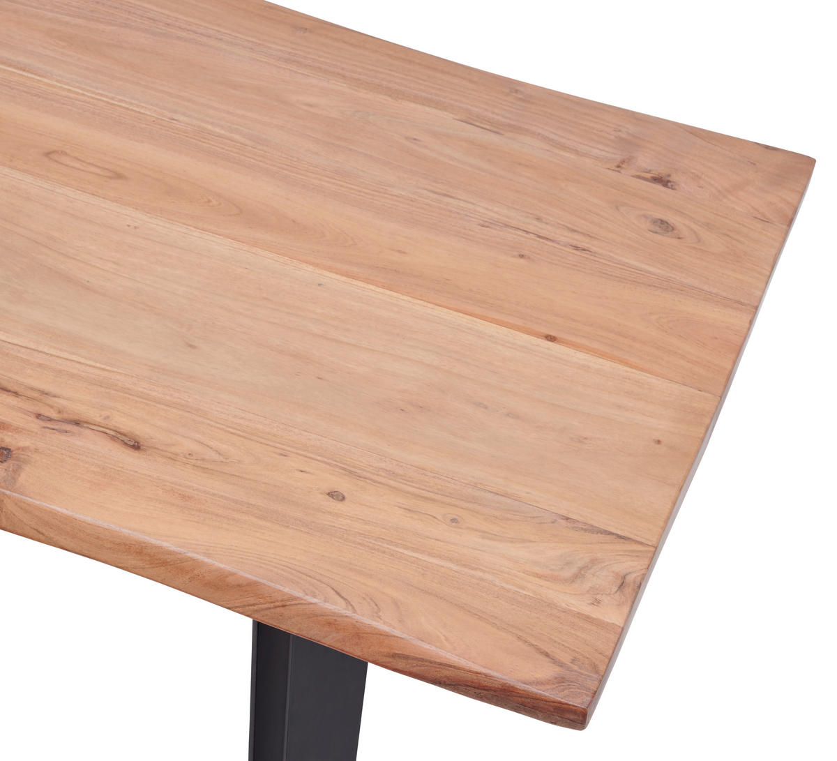 JEDÁLENSKÝ STÔL, akácia, čierna, farba akácie, 160/90/77 cm - čierna/farba akácie, Modern, kov/drevo (160/90/77cm) - Livetastic