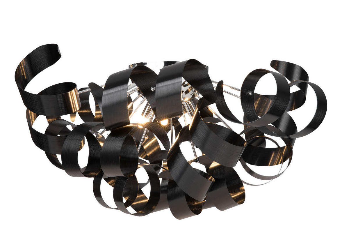 DECKENLEUCHTE Curly 70/40 cm   - Schwarz, Design, Metall (70/40cm)