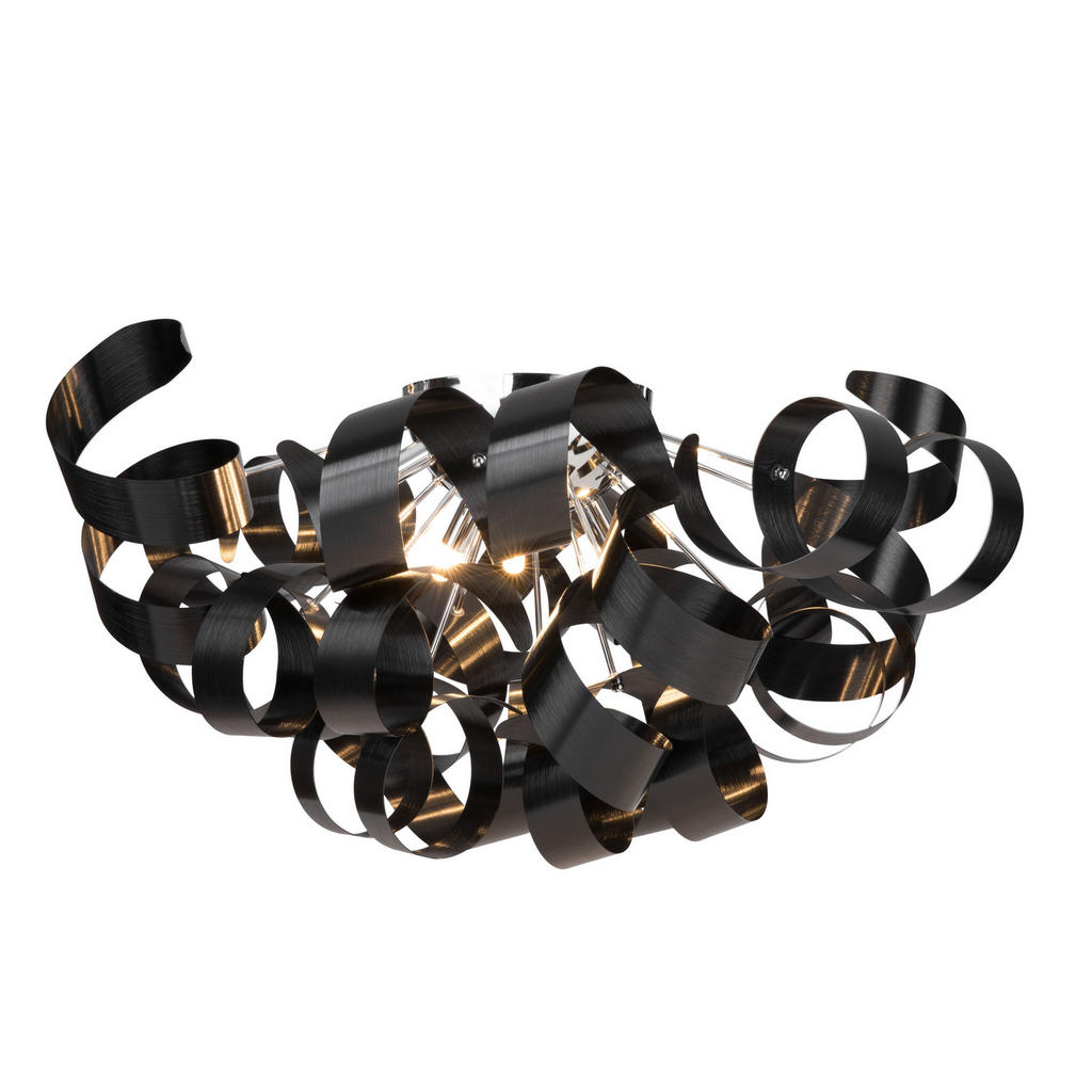 Thumbnail - Xxxl Deckenleuchte Curly, Schwarz, Metall, Uni,Uni, spiralförmig,spiralförmig, 40 cm, RoHS, Lampen & Leuchten, Innenbele...
