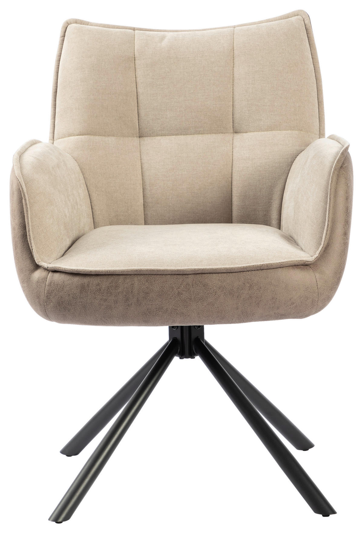 ARMLEHNSTUHL  Sitzfläche 180° drehbar Webstoff  Braun, Schwarz, Beige  - Beige/Schwarz, MODERN, Textil/Metall (60/87/63cm) - MID.YOU