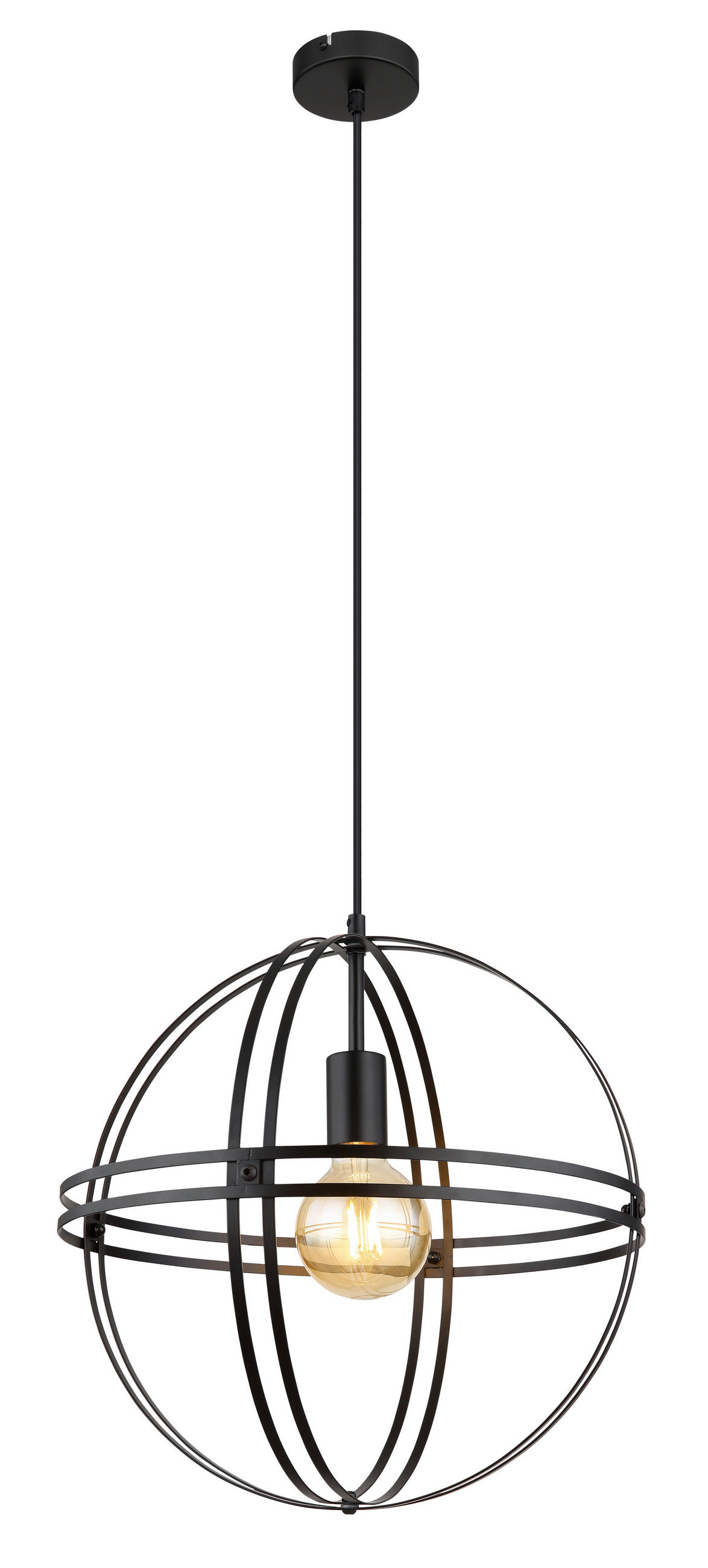 HÄNGELEUCHTE 40/120 cm    - Schwarz, Design, Metall (40/120cm) - Globo