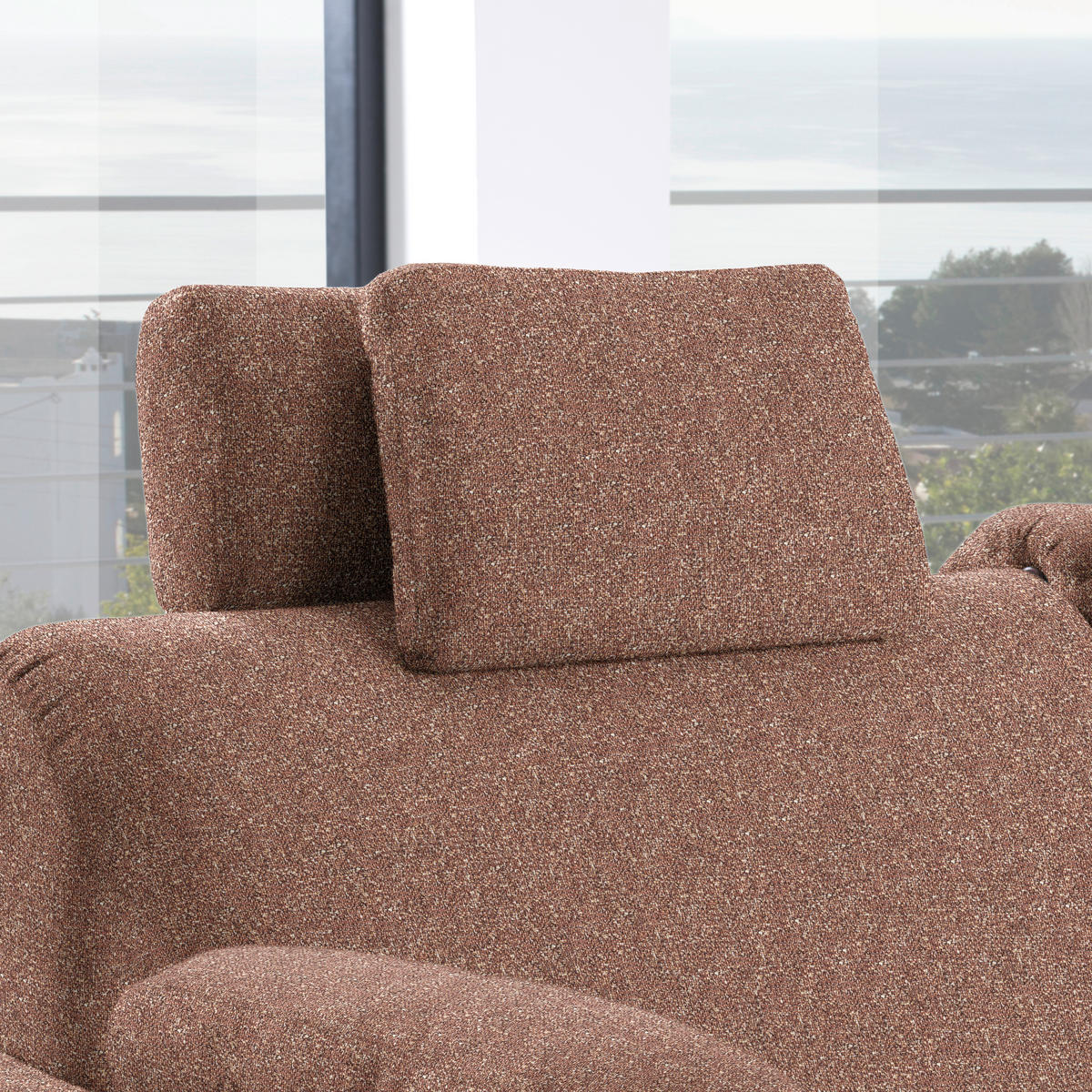 ECKSOFA  in Mikrovelours Terracotta  261/203 cm  - Eichefarben/Terracotta, KONVENTIONELL, Holz/Textil (261/203cm) - Sedda