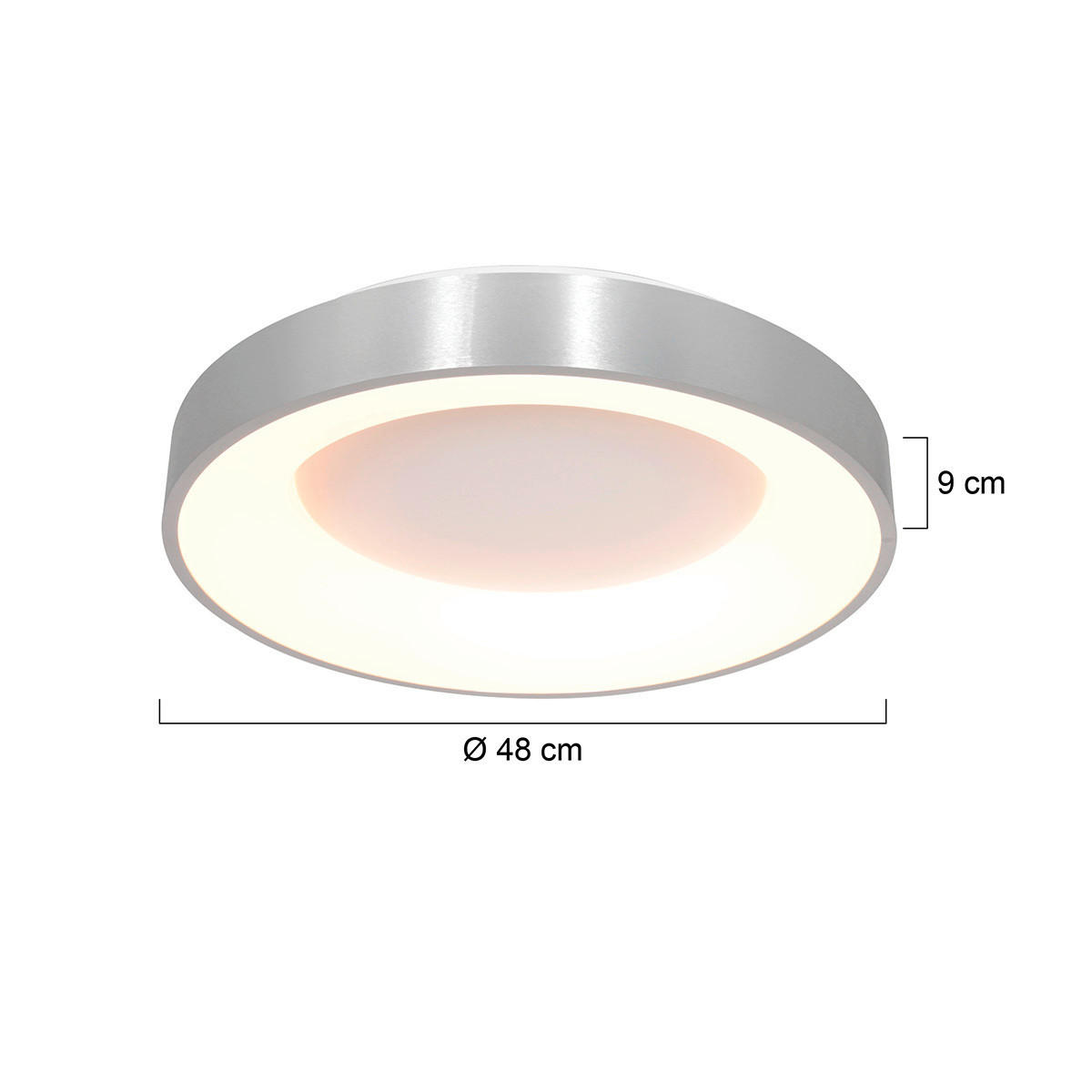 LED-DECKENLEUCHTE Ringlede 48/9 cm   - Silberfarben, Basics, Kunststoff/Metall (48/9cm)