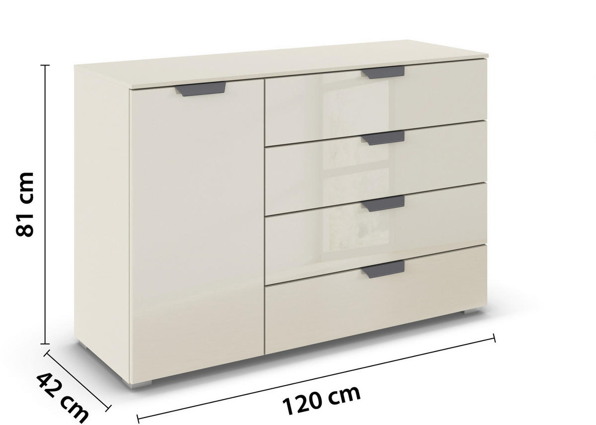 KOMMODE  in 120/81/42 cm  - Champagner/Dunkelgrau, Design, Glas/Holzwerkstoff (120/81/42cm) - Carryhome