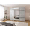 SCHWEBETÜRENSCHRANK in Grau, Weiss  - Weiss/Schwarz, Konventionell, Glas/Holzwerkstoff (271/223/68cm) - Novel
