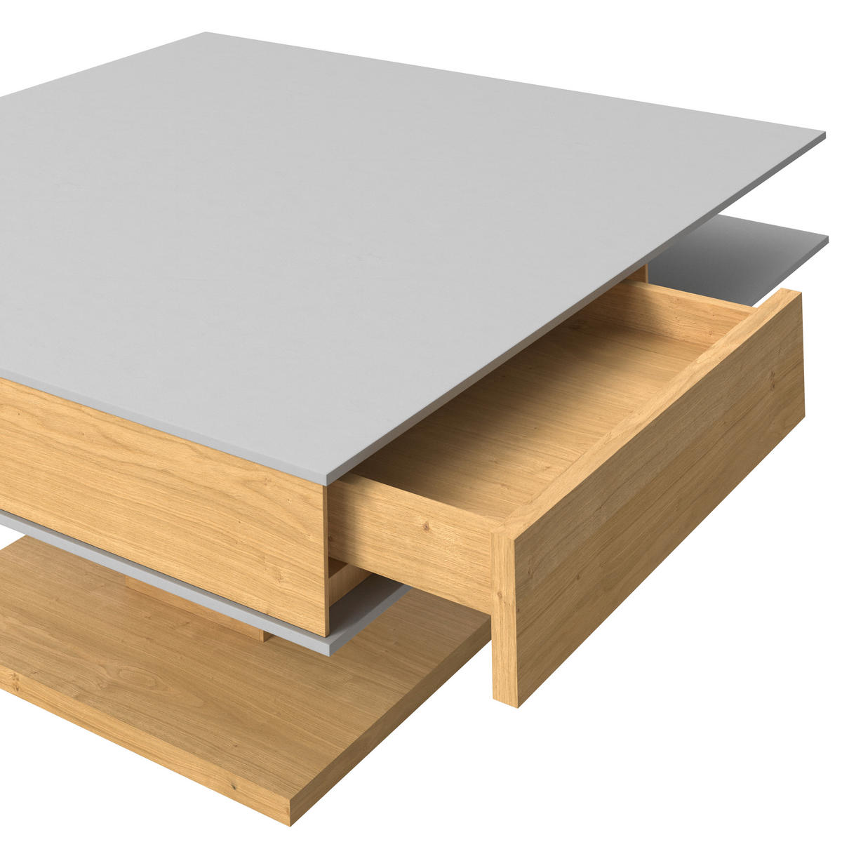COUCHTISCH Wildeiche furniert Farbglas 90/90/35,5 cm quadratisch Grau, Eichefarben  - Eichefarben/Grau, Design, Glas/Holz (90/90/35,5cm) - Voglauer