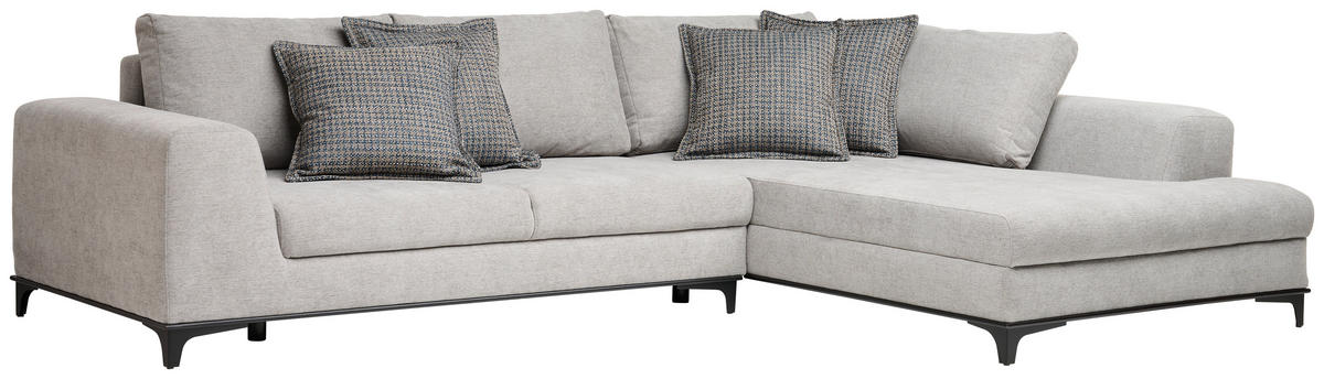ECKSOFA in Webstoff Grau  - Schwarz/Grau, Design, Textil/Metall (314/211cm) - Stylife