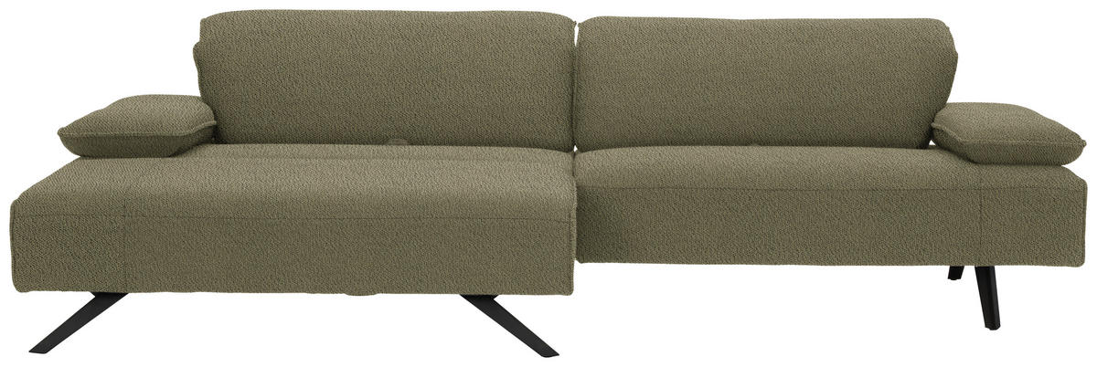 ECKSOFA in Flachgewebe Olivgrün  - Anthrazit/Olivgrün, Design, Textil/Metall (166/280cm) - Johann Jakob