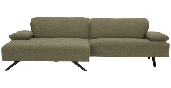 ECKSOFA in Flachgewebe Olivgrün  - Anthrazit/Olivgrün, Design, Textil/Metall (166/280cm) - Ambiente