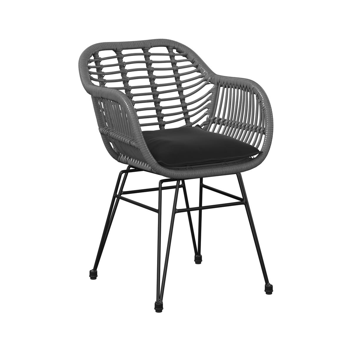 GARTENSESSEL Eisen Anthrazit, Schwarz, Dunkelgrau  - Dunkelgrau/Anthrazit, KONVENTIONELL, Kunststoff/Textil (56/80/60cm) - Ambia Garden