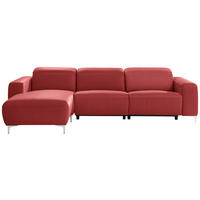 ECKSOFA in Echtleder Rot  177/292 cm  - Chromfarben/Rot, Design, Leder/Metall (177/292cm) - Pure Home Lifestyle