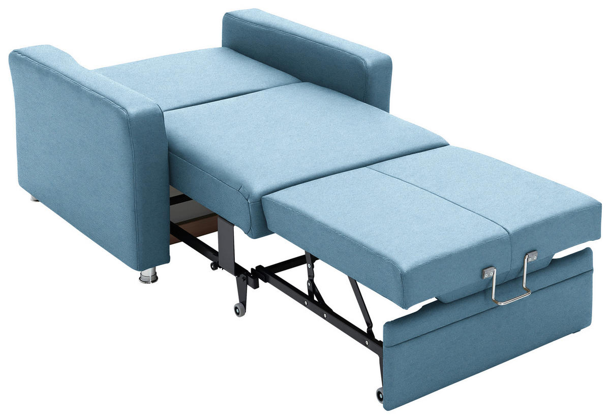 SCHLAFSESSEL Chenille Blau  - Blau/Alufarben, Konventionell, Textil/Metall (106/90/100cm) - Beldomo Style